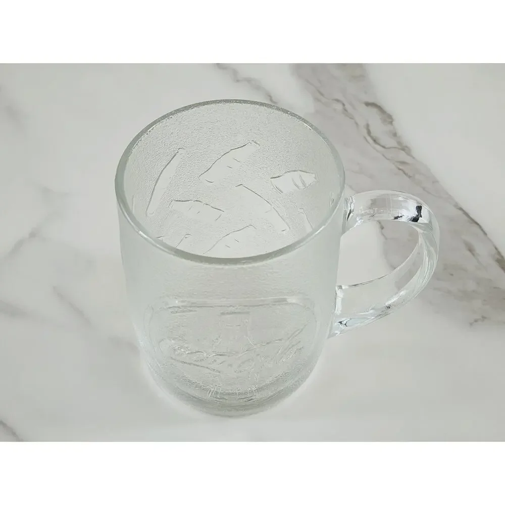 Coca Cola Frosted Glass Coffee Mug Embossed Logo 12oz Tea Cup 4